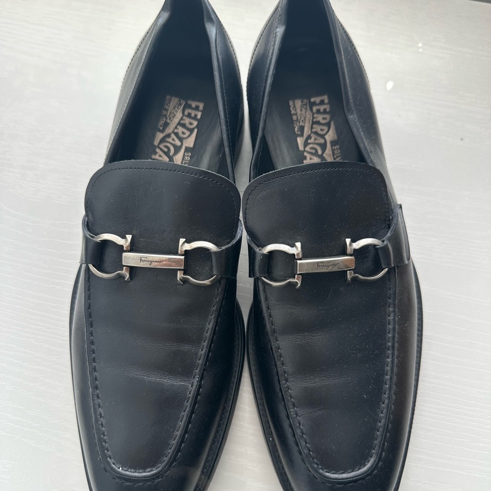 Men’s Salvatore Ferragamo Ree Double Gancini Bit Leather Loafers - Black, size 9